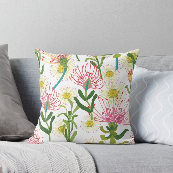 Pincushion Proteas Throw Pillow