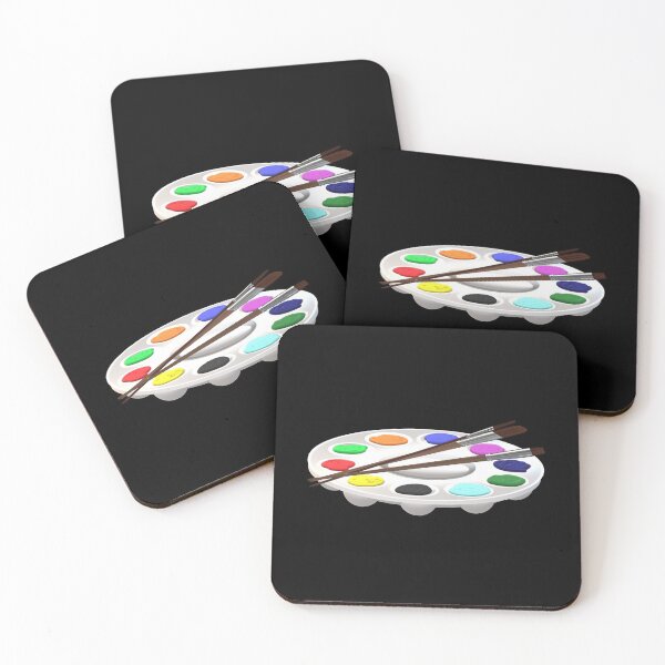 Item preview, Round Artist Palette with Paints and Paint Brushes (Black Background) designed and sold by ArtByLM.