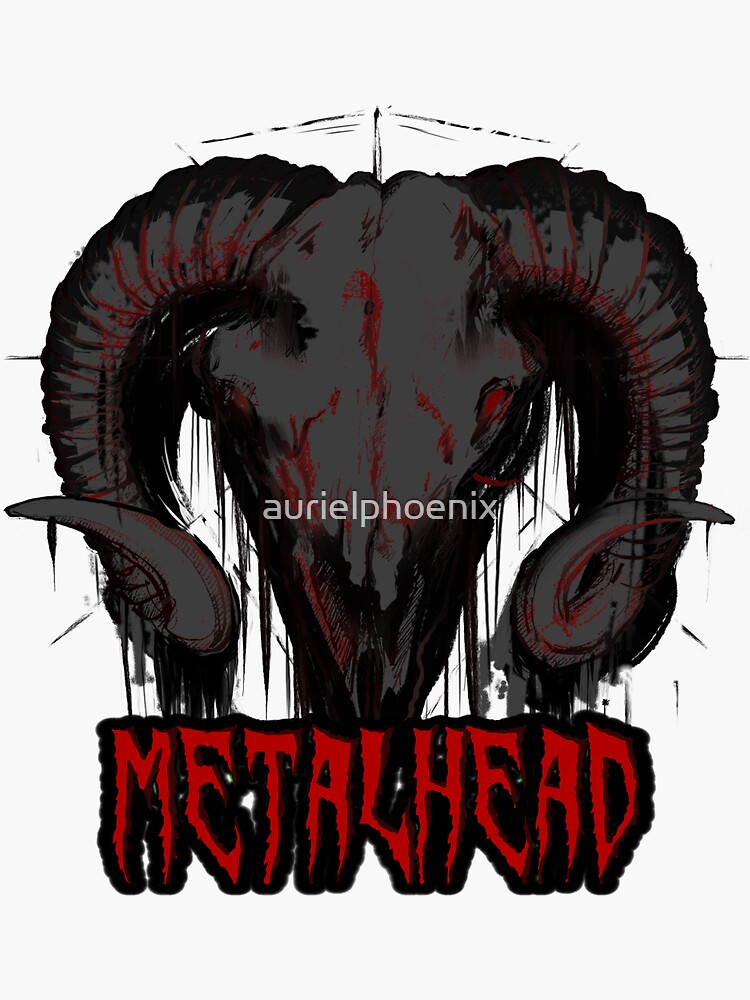 Grey Satanic Skull "Metalhead" by aurielphoenix