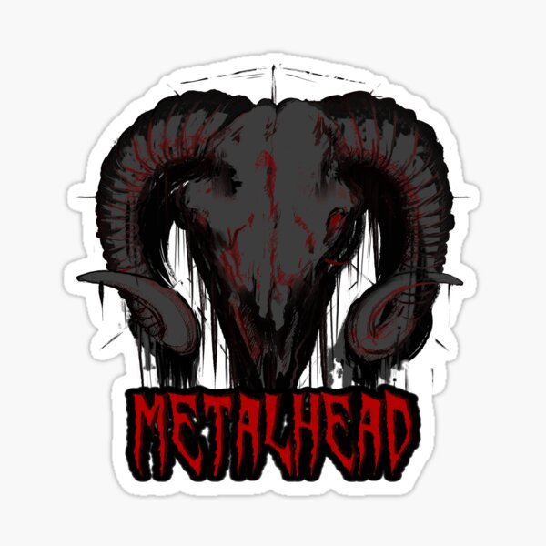 Grey Satanic Skull "Metalhead" Sticker