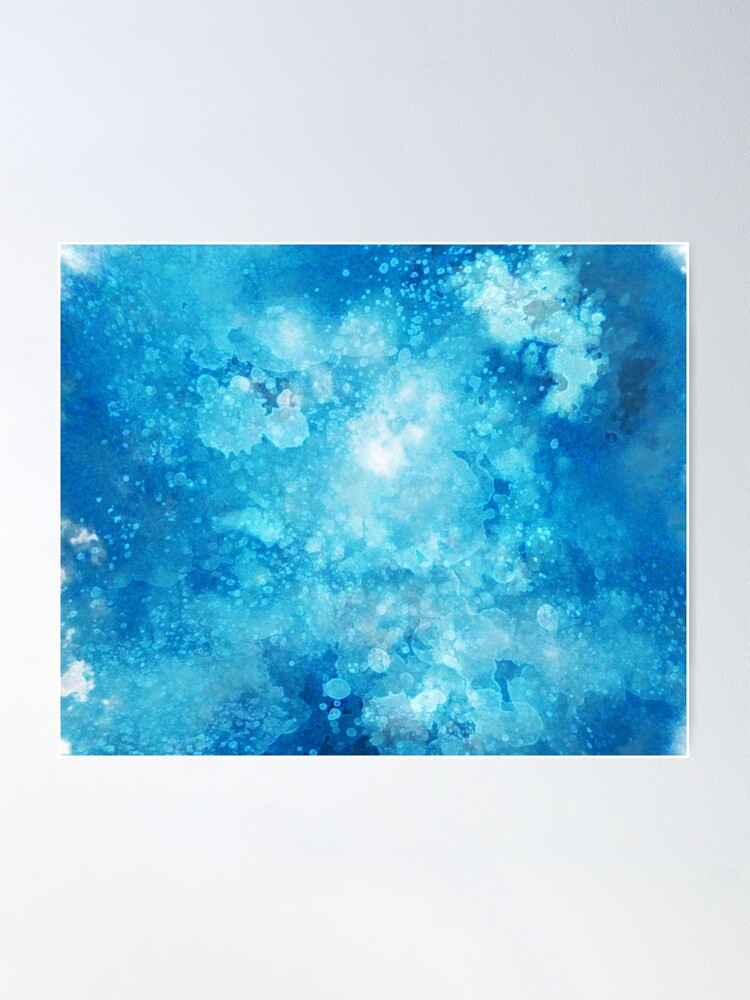Alternate view of Blue watercolor spaltters Poster