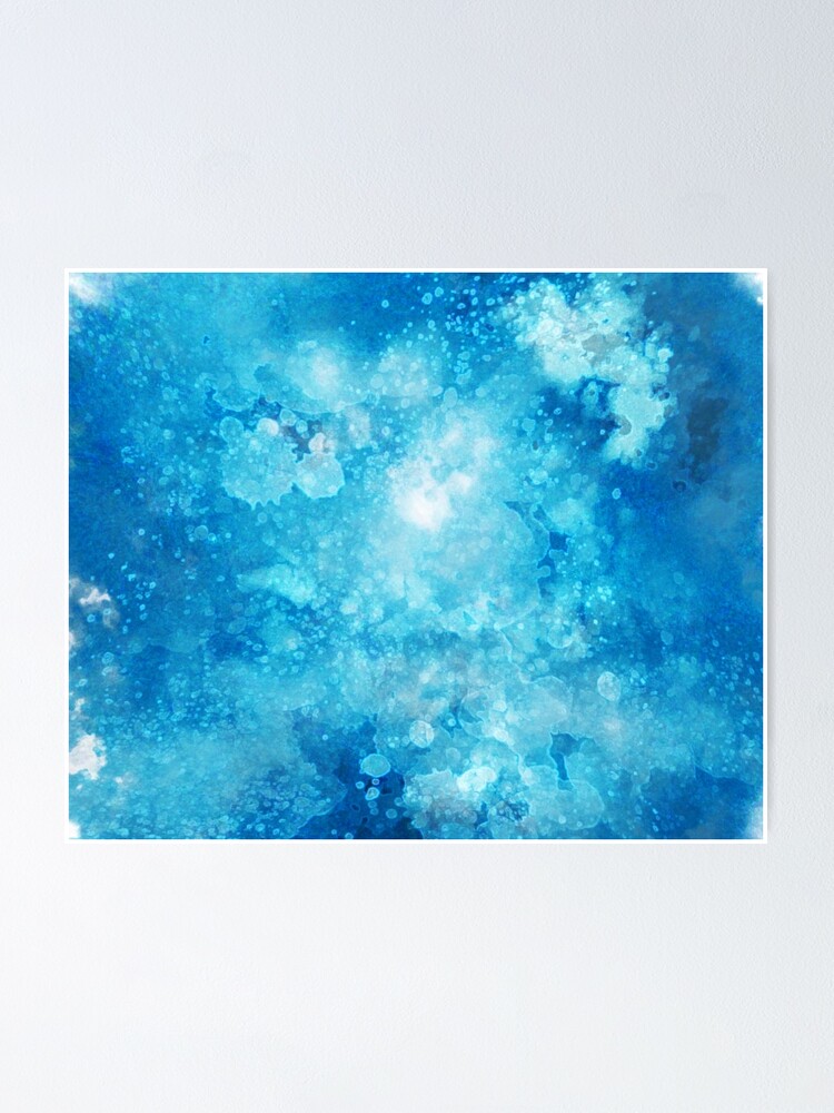 Alternate view of Blue watercolor spaltters Poster