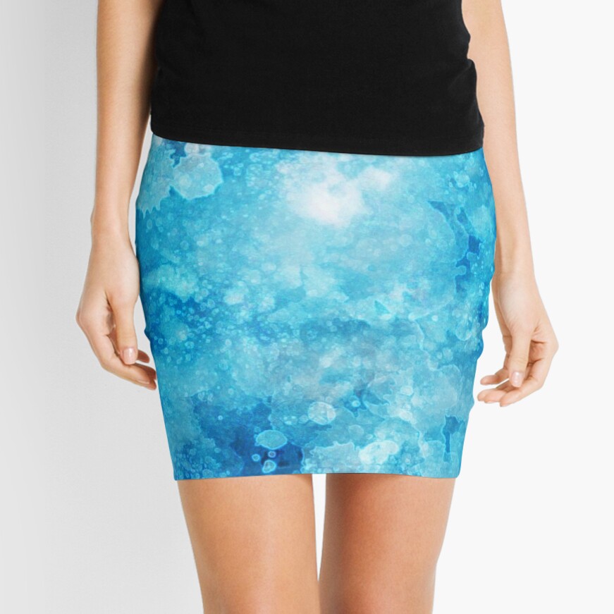 Blue watercolor spaltters Mini Skirt