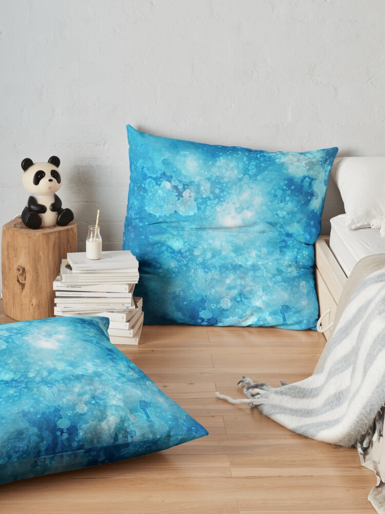Alternate view of Blue watercolor spaltters Floor Pillow