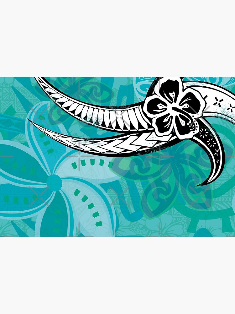 Hawaiian - Samoan - Polynesian Teal Tribal Tattoo Designs Jigsaw Puzzle  for Sale by sunnthreads