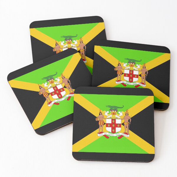 Item preview, Black Jamaican coat of arms flag designed and sold by AidanMDesigns.