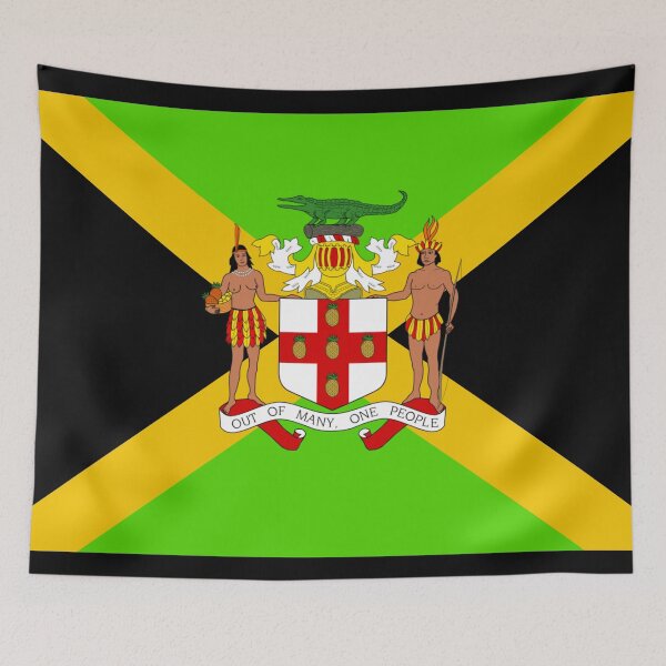 Item preview, Black Jamaican coat of arms flag designed and sold by AidanMDesigns.