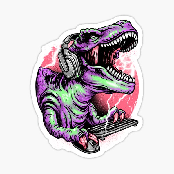 Pegatinas Gamer Rex Redbubble - somos unos pequenos dinosaurios dinosaur simulator roblox