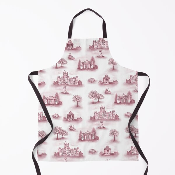 Burgundy Downton Abbey Inspired Toile Apron