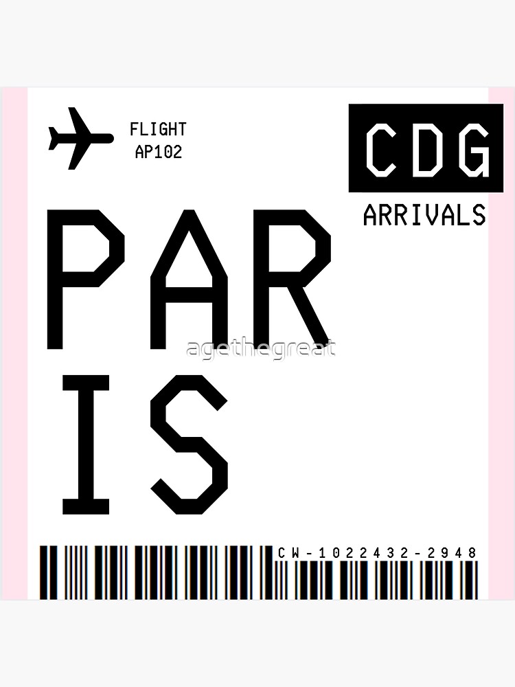 Thumbnail 3 of 3, Sticker, Paris Mini Boarding Pass designed and sold by agethegreat.