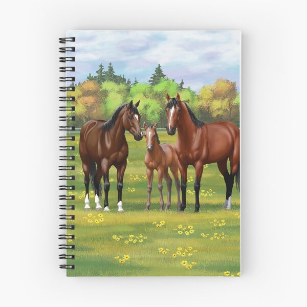 Item preview, Brown Bay Quarter Horses In Summer Pasture designed and sold by csforest.
