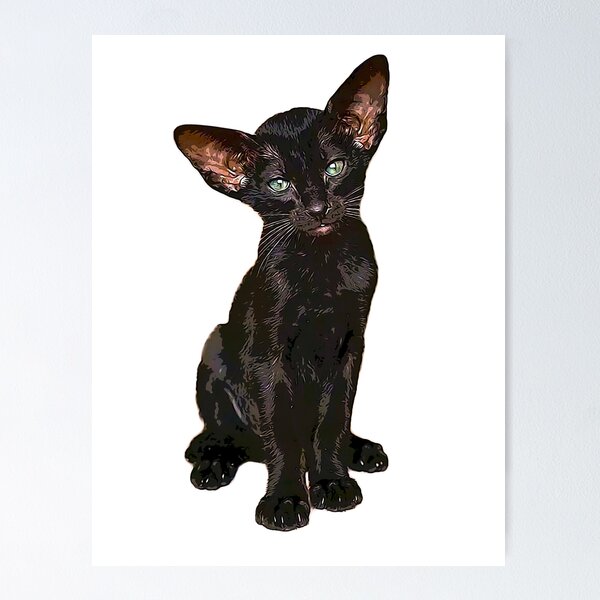 Cat stamp (sitting oriental shorthair cat)