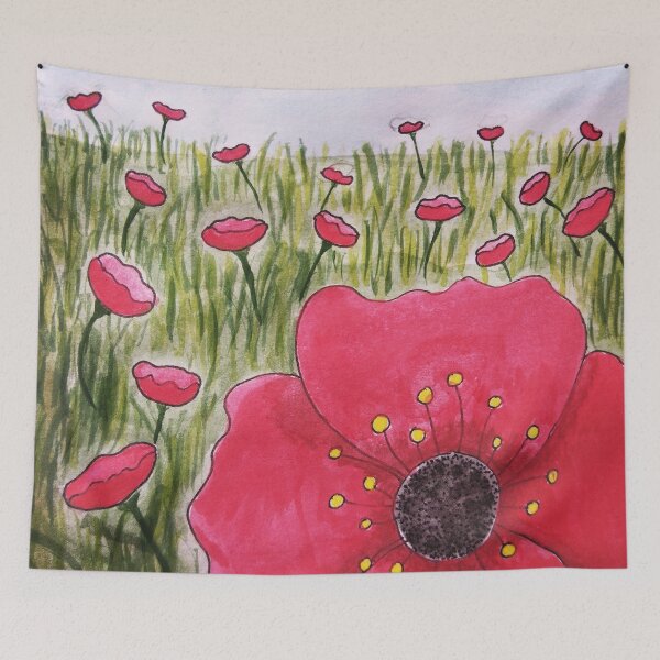 Item preview, watercolor field full of poppies designed and sold by -Lily-Anne-.