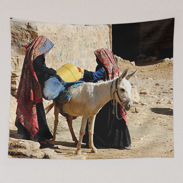 Item preview, Farmer Women and a Donkey, Picturesque scene, Yemen designed and sold by worldways.
