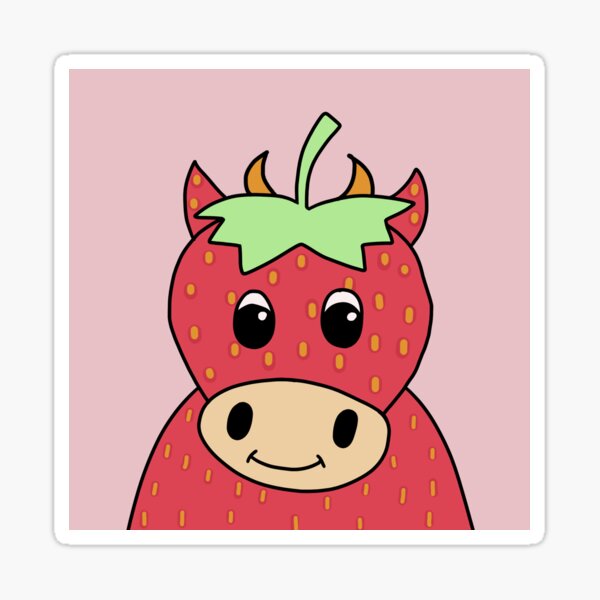 Cute Pink Strawberry Cow Sticker For Sale By Katiestirton Redbubble 4265