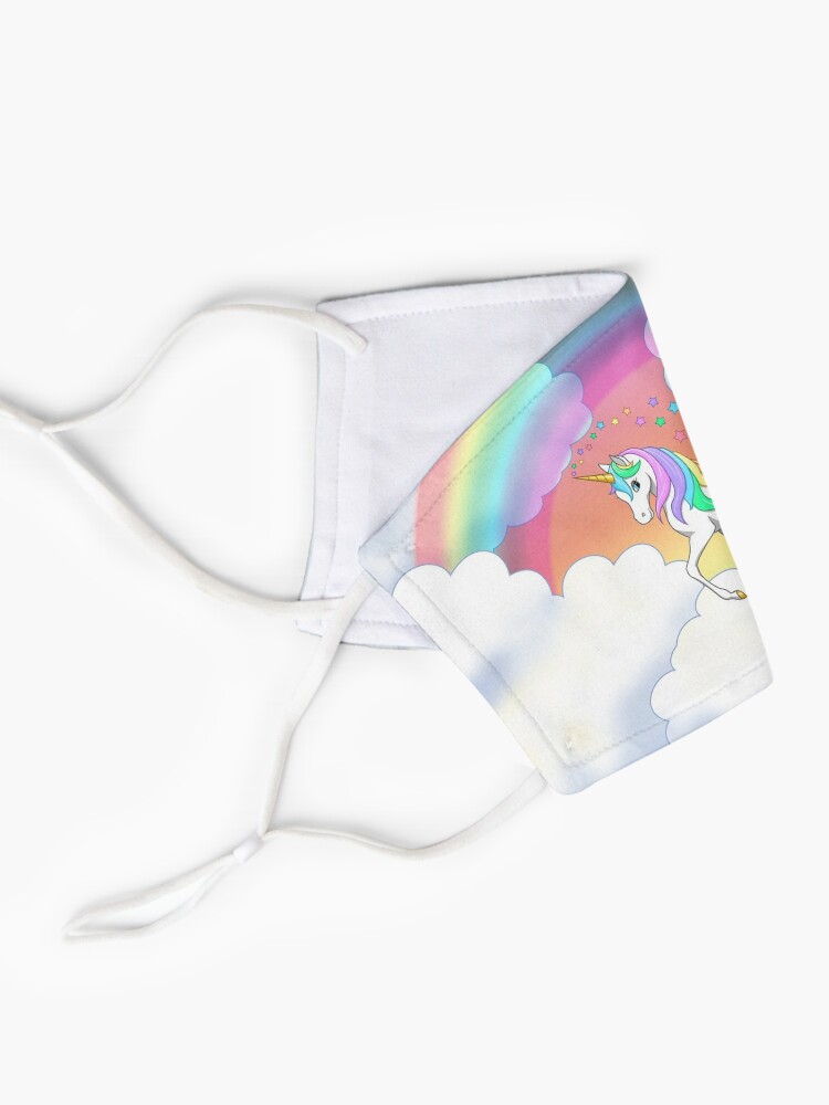 Pretty Rainbow Unicorn Clouds Colorful Falling Stars Mask For Sale By