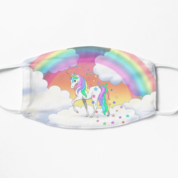 Pretty Rainbow Unicorn Clouds Colorful Falling Stars Mask