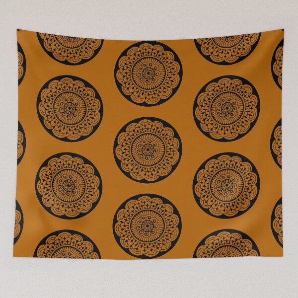 Item preview, Sunflower Sun Mandala on Saffron designed and sold by ArtByDrax.