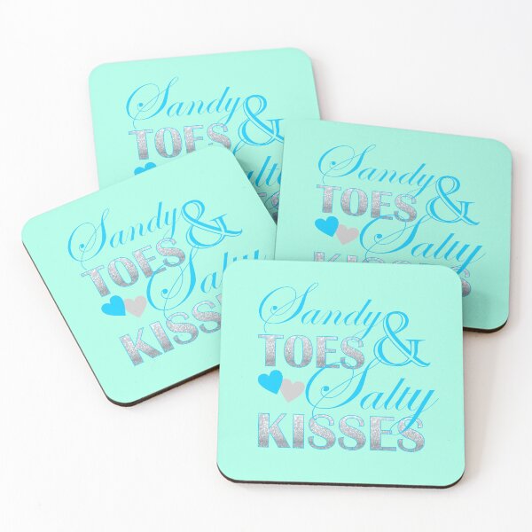 Item preview, Preppy turquoise beach typography Sandy Toes Salty Kisses designed and sold by LEILA ART SPACE.