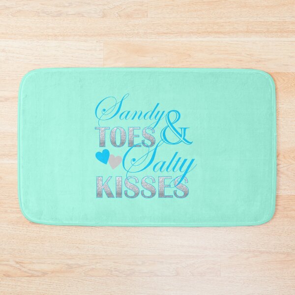 Item preview, Preppy turquoise beach typography Sandy Toes Salty Kisses designed and sold by LEILA ART SPACE.