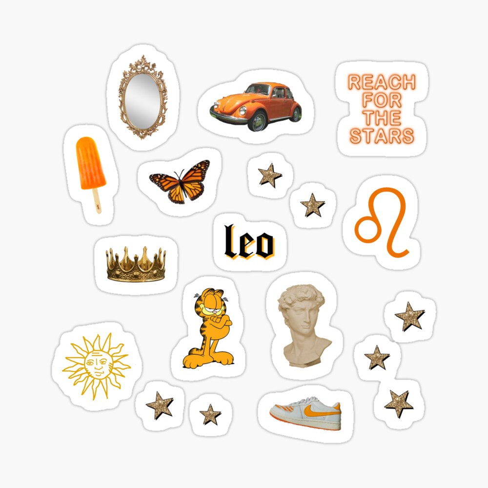 LEO Stickers LEO HAS AN ATTITUDE 2 Funny Warning Stickers 5" Orange Set of 2 