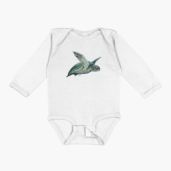 "Moonlit" by Amber Marine ~ Acrylic sea turtle painting, art © 2015 Long Sleeve Baby One-Piece