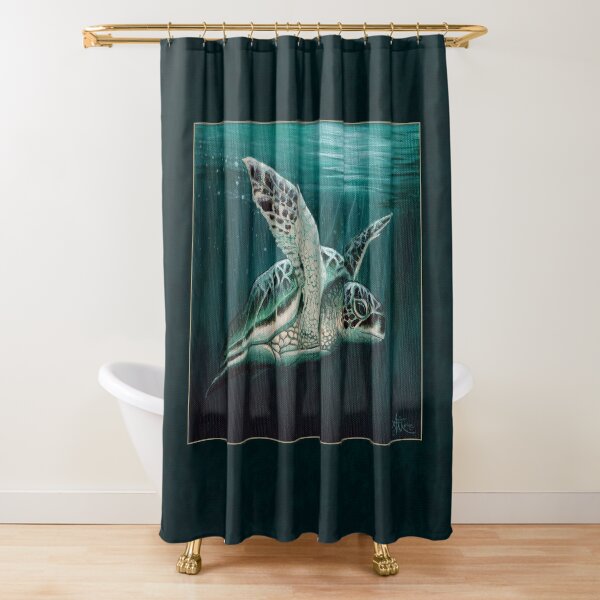 "Moonlit" by Amber Marine ~ Acrylic sea turtle painting, art © 2015 Shower Curtain