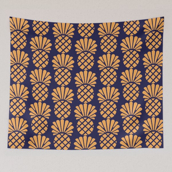 Artikelvorschau, Ananas-Design auf Blau entworfen und verkauft von LivingstonLine.