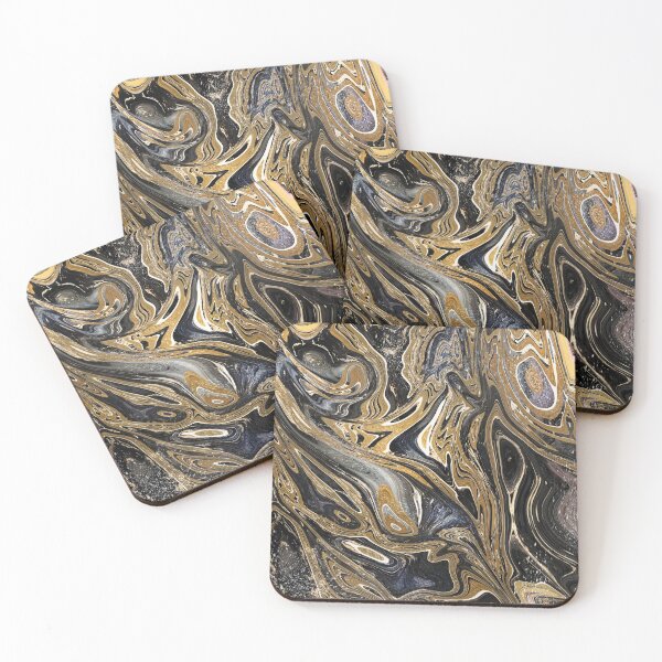Item preview, Black and Gold Liquid Marble designed and sold by tanyadraws.