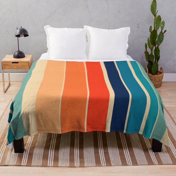 Retro 70’s Rainbow Stripe Print Pattern Throw Blanket