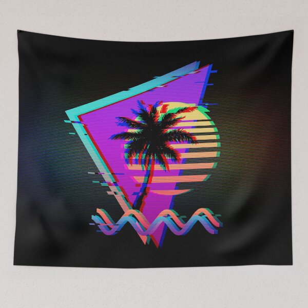 Item preview, Vaporwave Palm Tree Sunset 80s 90s Glitch Aesthetic Dark designed and sold by CoitoCG.