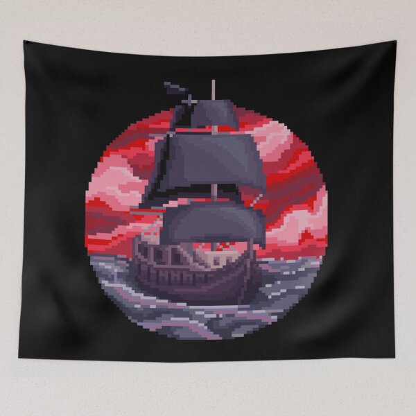 Aperçu de l'œuvre Bateau pirate noir pixelisé créée et vendue par HopeDetour.