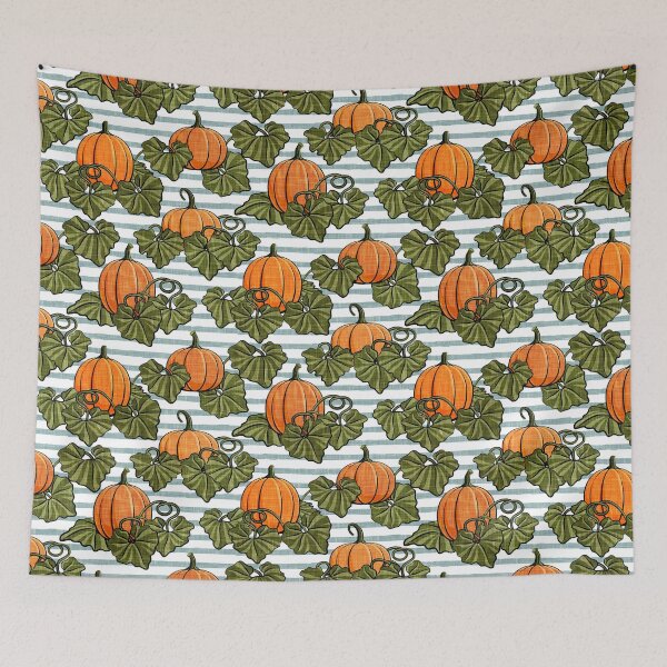 Item preview, Pumpkin Patch - blue stripes - fall designed and sold by littlearrow.