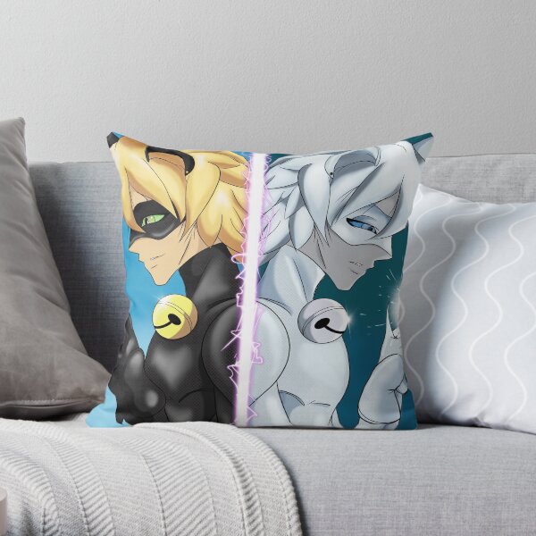 Chat Noir And Chat Blanc Throw Pillow By Solarartdesigns Redbubble