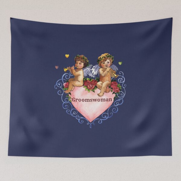 Item preview, Wedding party gift groomswoman angels cherubs heart blue designed and sold by GrammarDance.