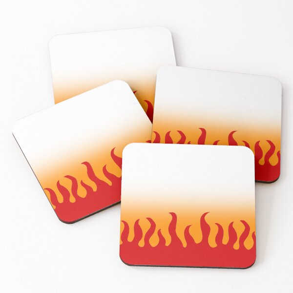Demon Slayer Kyojuro Rengoku Haori Pattern Coasters (Set of 4)