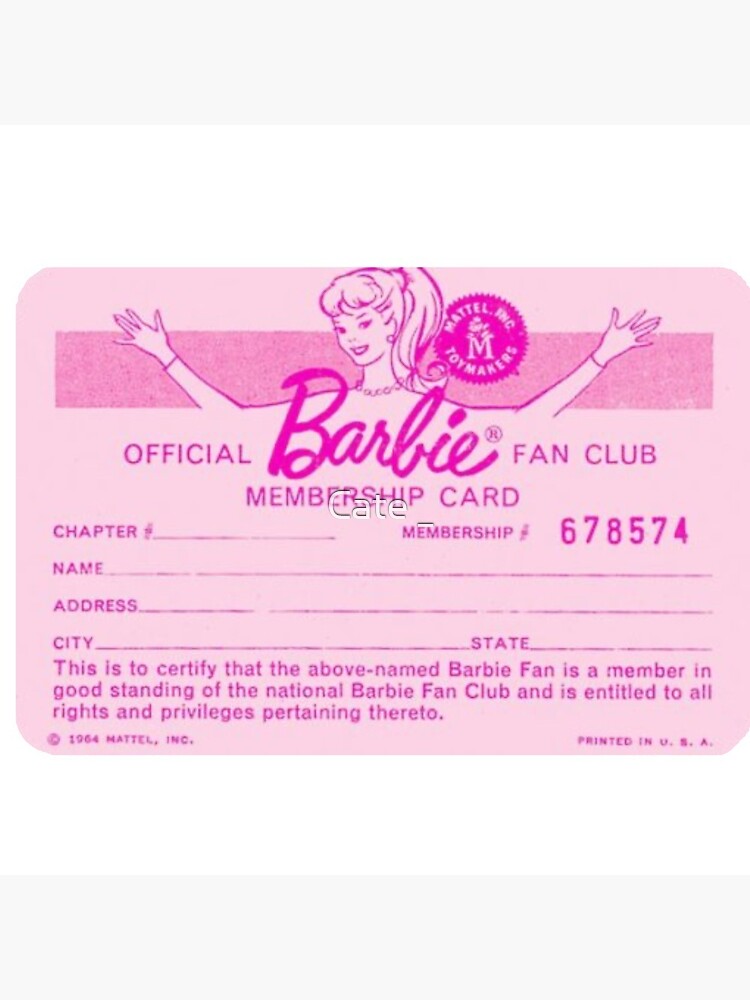 barbie fan club membership card