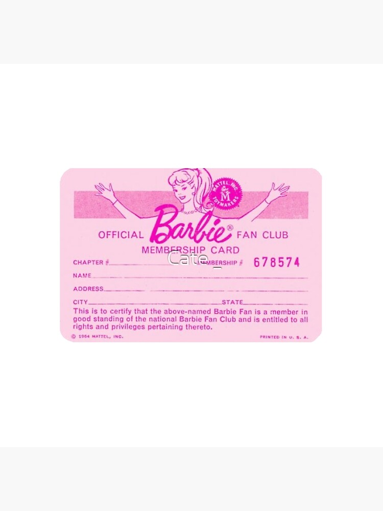 barbie fan club membership card