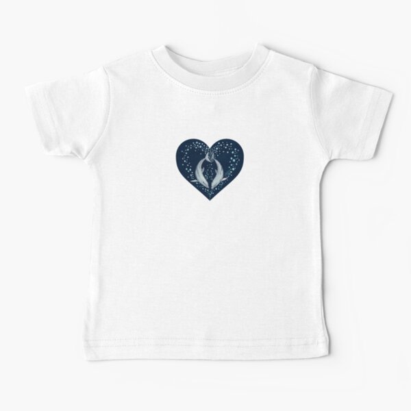 "Bubble Heart" Dolphins Watercolor Art by Amber Marine, (Navy Background Version) © 2020 Baby T-Shirt