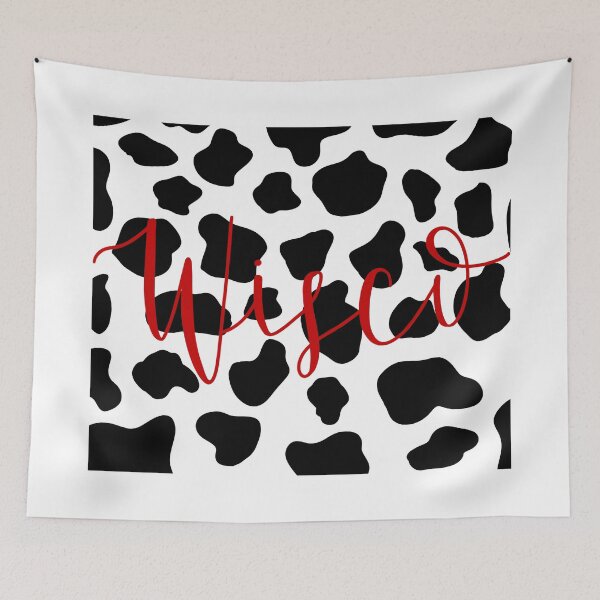 Item preview, Wisconsin, Wisco, Cow Print Calligraphy designed and sold by Mallory Marchese.