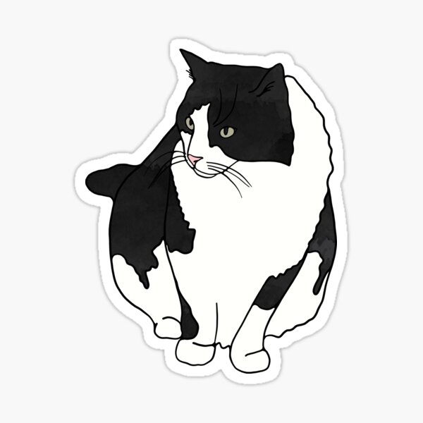Black and White Cat Sticker