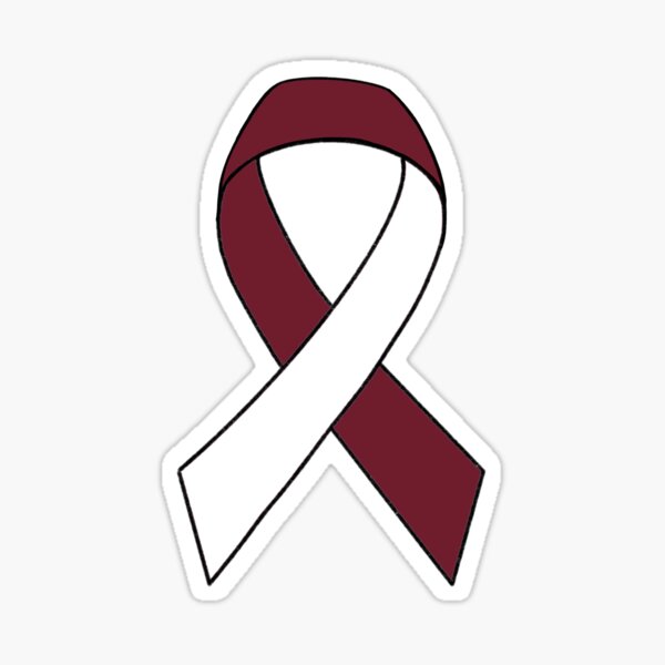 Head or Neck Cancer Ribbon (White-Burgundy) - Pack of 10