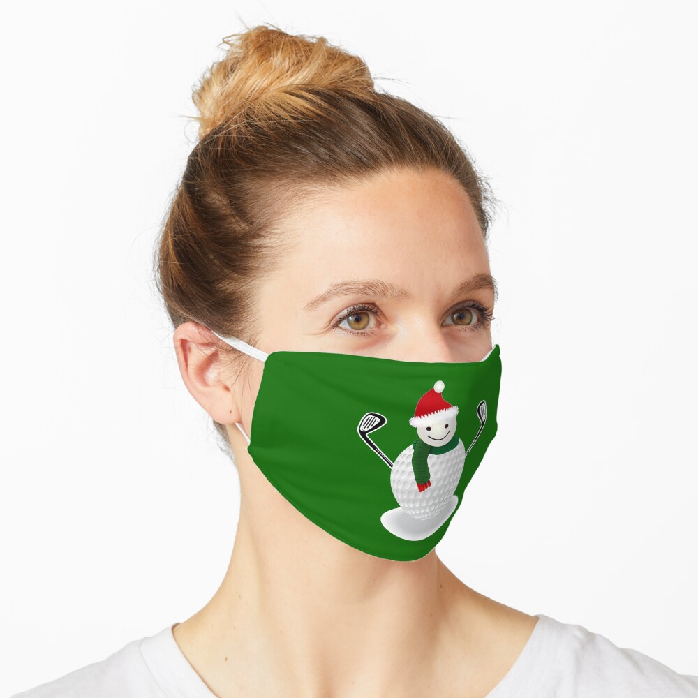 Golf Ball Snowman Funny Christmas T-shirt Golf lover Mask
