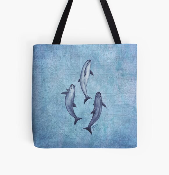 "Three Little Vaquitas" watercolor art by Amber Marine, © 2015 All Over Print Tote Bag