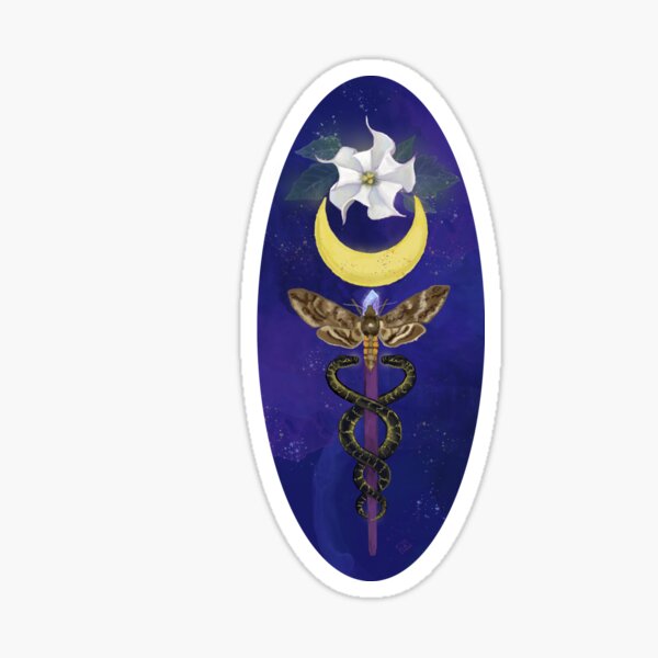 Akeso Moonflower Sacred Datura Caduceus Sticker