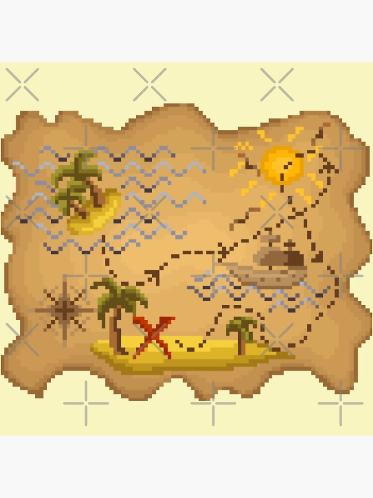 treasure map in pixel art style Stock Vector