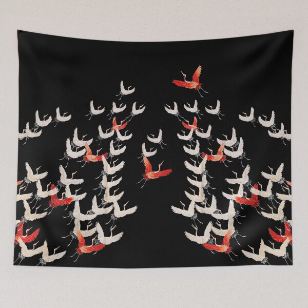 Item preview, Flying cranes, Japanese kimono motif 2 designed and sold by TJ Devadatta Best.