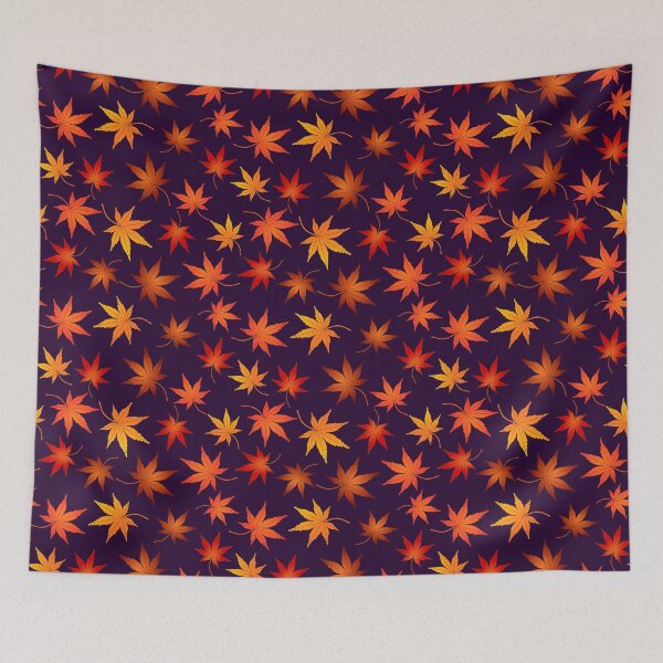 Item preview, Japanese Momiji Autumn Leaf Pattern on dark purple designed and sold by nutmegfairy.