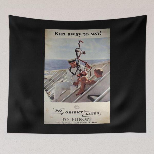 Item preview, Run away to Sea vintage travel poster designed and sold by stickart-marek.