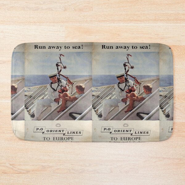 Item preview, Run away to Sea vintage travel poster designed and sold by stickart-marek.